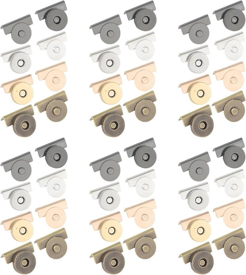 YHOMU 24 Pairs Metal No-Sew Strong Attachment Force Snaps Set, Silver, Gold, Gunmetal, Bronze Clasps, Closure Fasteners for Bags, Purses, Clothing, DIY Projects - Image 1