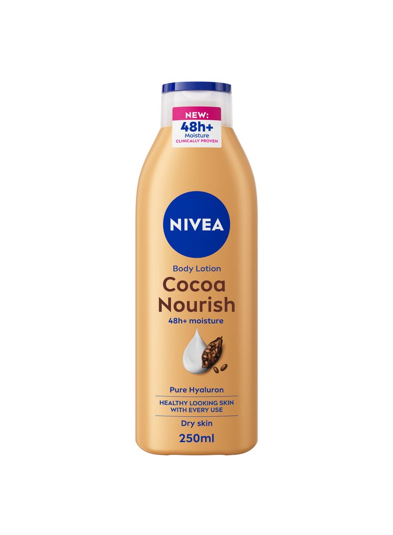 NIVEA Body Lotion for Dry Skin, Cocoa Butter, 48H Deep Moisture Care, 250ml