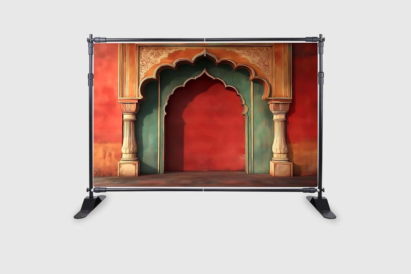 Backdropon خلفية تصوير قوس المدخل لعيد ديوالي خلفيات طبيعية ستارة قماش خلفية عيد ميلاد خلفية بدون seams حجم 5 أقدام ارتفاع و 8 أقدام عرض (5 * 8) - Image 2