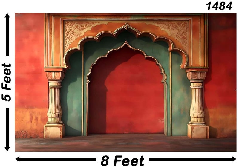 Backdropon خلفية تصوير قوس المدخل لعيد ديوالي خلفيات طبيعية ستارة قماش خلفية عيد ميلاد خلفية بدون seams حجم 5 أقدام ارتفاع و 8 أقدام عرض (5 * 8) - Image 3