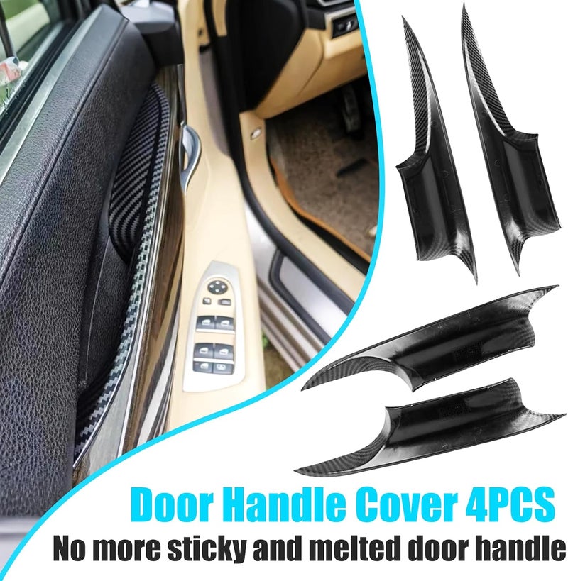 Jaronx Compatible with BMW 7 Series Door Pull Handle Covers, Carbon Fiber Pattern Front Rear Row 7' F02 Door Handle Cover(Compatible with BMW 730 740i 740li 750i 750li 760/Long-wheel Sedan 2008-2014) - Image 4