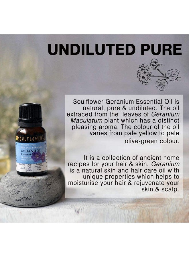 Soulflower Geranium Essential Oil For Moisturizing Hair & Skin 100% Pure, Natural & Undiluted Essential Oil, Ecocert Cosmos Organic Certified, (Pack Of 2) 15Ml Each - Image 4