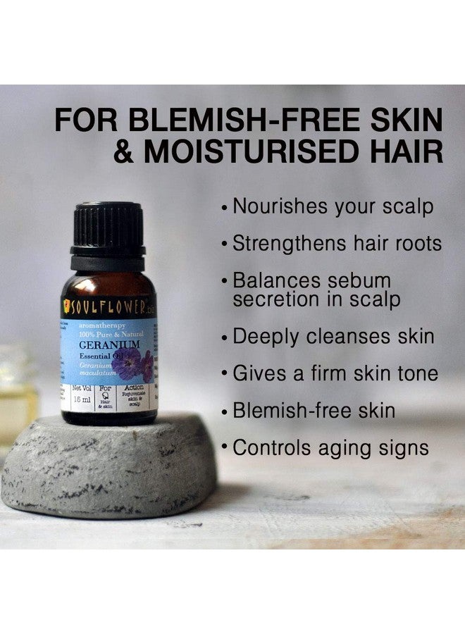 Soulflower Geranium Essential Oil For Moisturizing Hair & Skin 100% Pure, Natural & Undiluted Essential Oil, Ecocert Cosmos Organic Certified, (Pack Of 2) 15Ml Each - Image 2