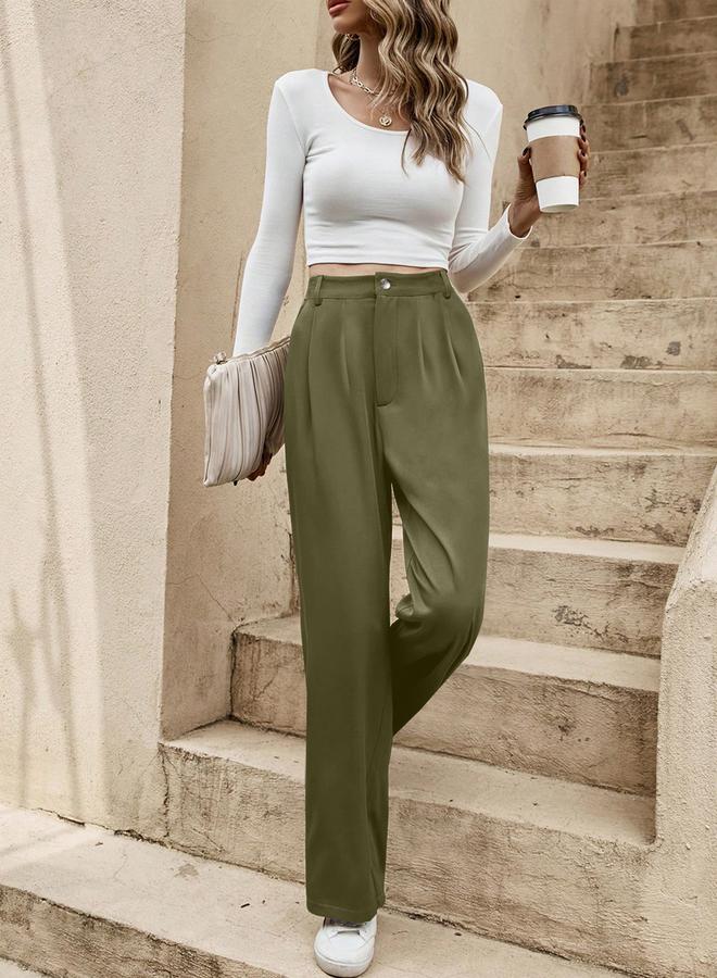 Take Two Dark Green Straight Leg Trousers - Image 5