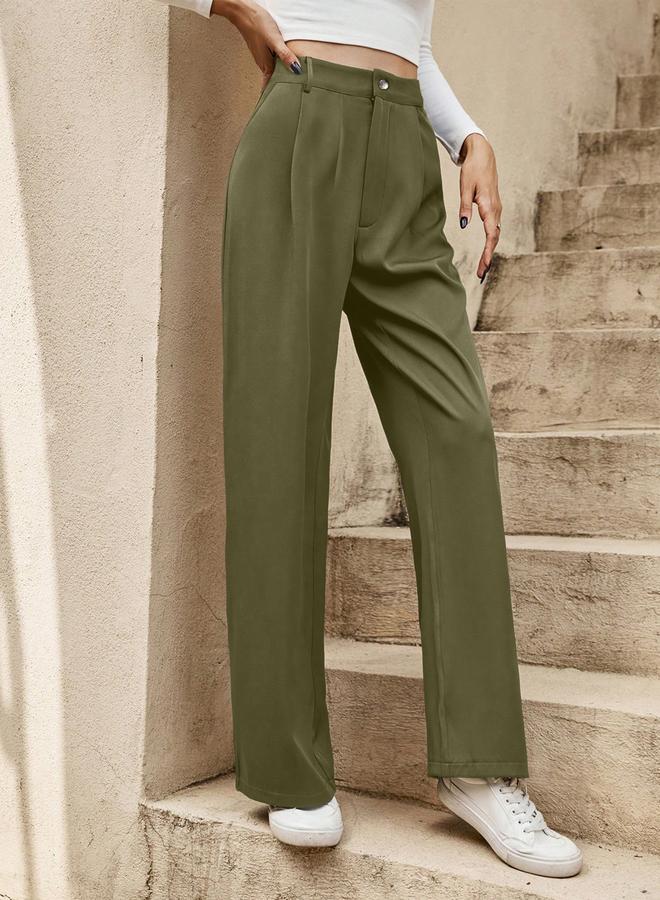 Take Two Dark Green Straight Leg Trousers - Image 4
