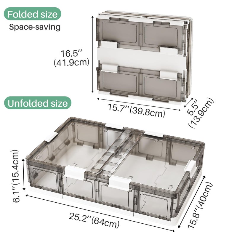 Kitstorack Clear Plastic Under Bed Storage Containers Bins with Lids and 8 Pre-installed Wheels,37.8 Qt, Rolling Foldable Flat Under Bed Organizer Boxes for Clothes Shoes Clothing Bedroom - Image 5