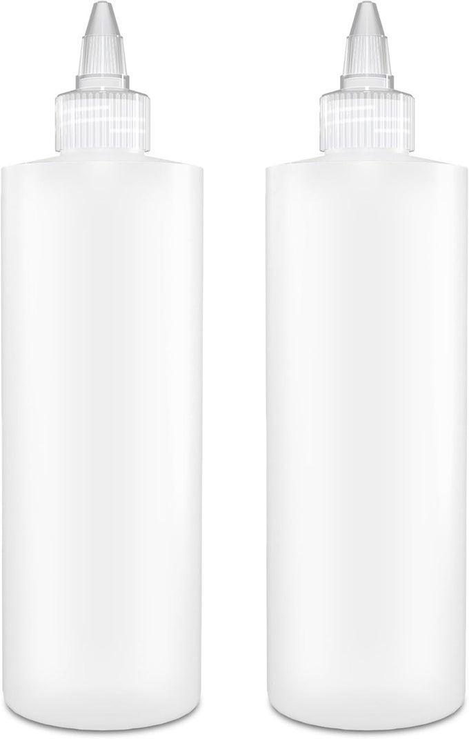 CONDIMENT SQUEEZE BOTTLES 12 OZ EMPTY SQUIRT BOTTLES CLEAR TWIST TOP CAP LEAK PROOF GREAT FOR KETCHUP MUSTARD SYRUP SAUCES DRESSING OIL ARTS CRAFTS BPA FREE PLASTIC 2 PACK