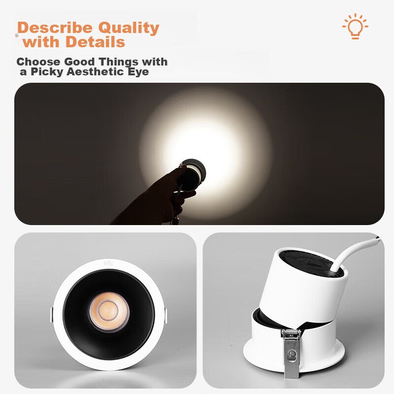 JD Jing Zao NVC LED Downlight for Living Room, Bedroom, Hallway, Recessed, Energy Efficiency Class II, All-Aluminum Painted White, 9W Cool White, Cut-Out Size 95-100mm - Image 4