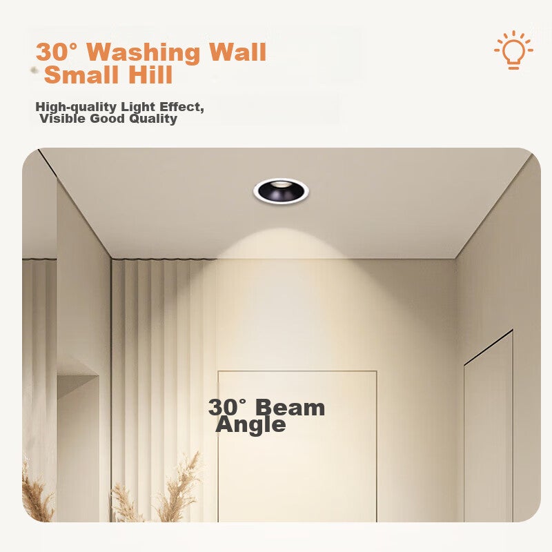 JD Jing Zao NVC LED Downlight for Living Room, Bedroom, Hallway, Recessed, Energy Efficiency Class II, All-Aluminum Painted White, 9W Cool White, Cut-Out Size 95-100mm - Image 3