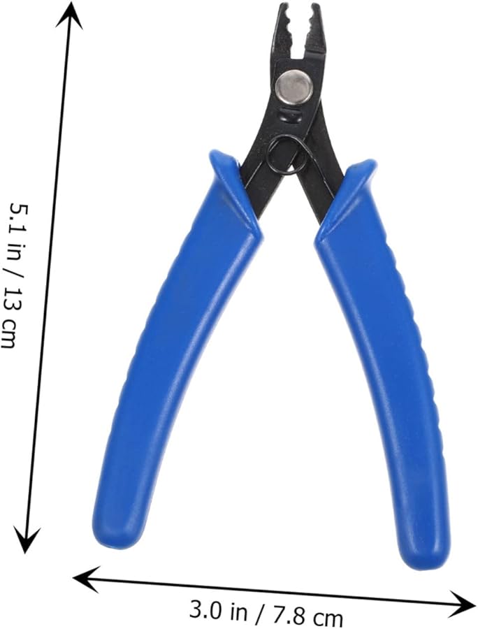 ملقط كربتة خرز فولاذي بمقبض أزرق أداة صنع مجوهرات لكبس سلك سلسلة حبل - Image 3