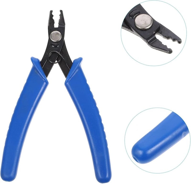 ملقط كربتة خرز فولاذي بمقبض أزرق أداة صنع مجوهرات لكبس سلك سلسلة حبل - Image 4