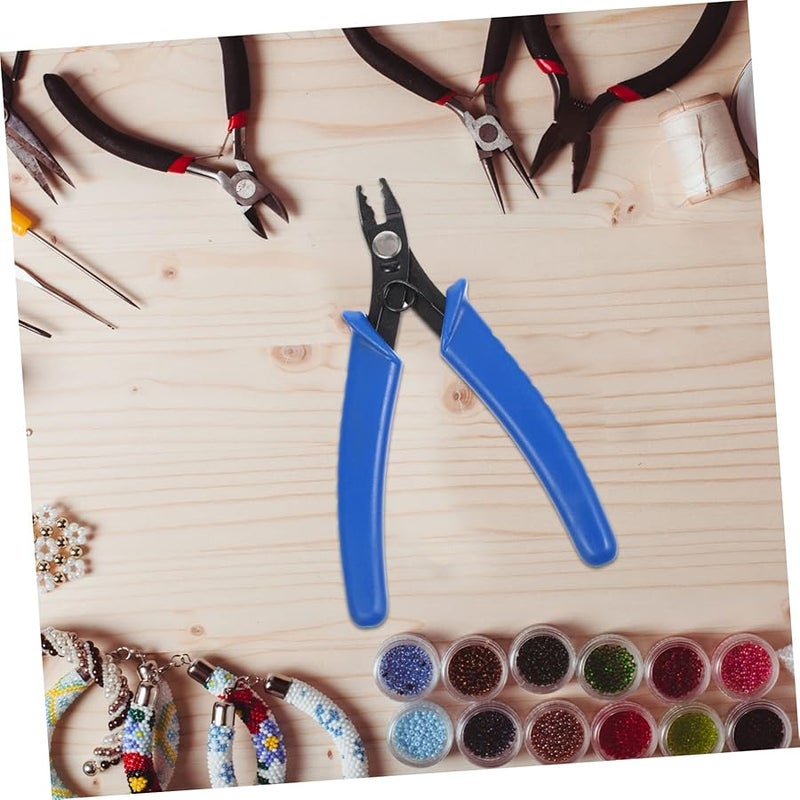 ملقط كربتة خرز فولاذي بمقبض أزرق أداة صنع مجوهرات لكبس سلك سلسلة حبل - Image 5