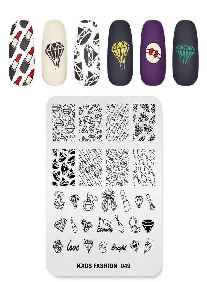 Rolabling Nail Stamping Plate Fashion Diamond Rich Luxury Lipstick Make Up Theme Multi-Pattern Stamp Print Image Stamp Template Nail Art for Nail Design By Rolabling - Image 1
