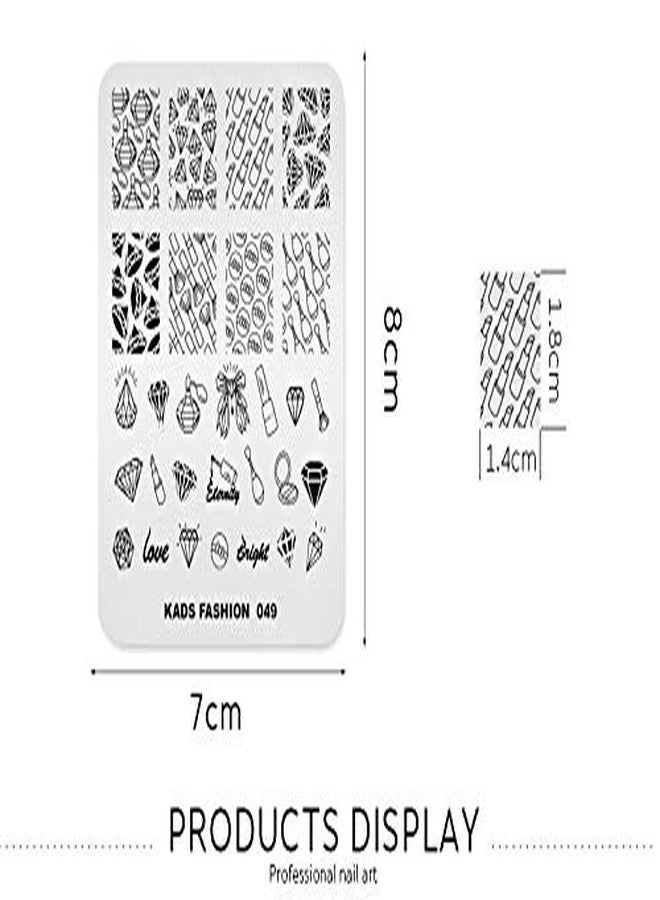 Rolabling Nail Stamping Plate Fashion Diamond Rich Luxury Lipstick Make Up Theme Multi-Pattern Stamp Print Image Stamp Template Nail Art for Nail Design By Rolabling - Image 5