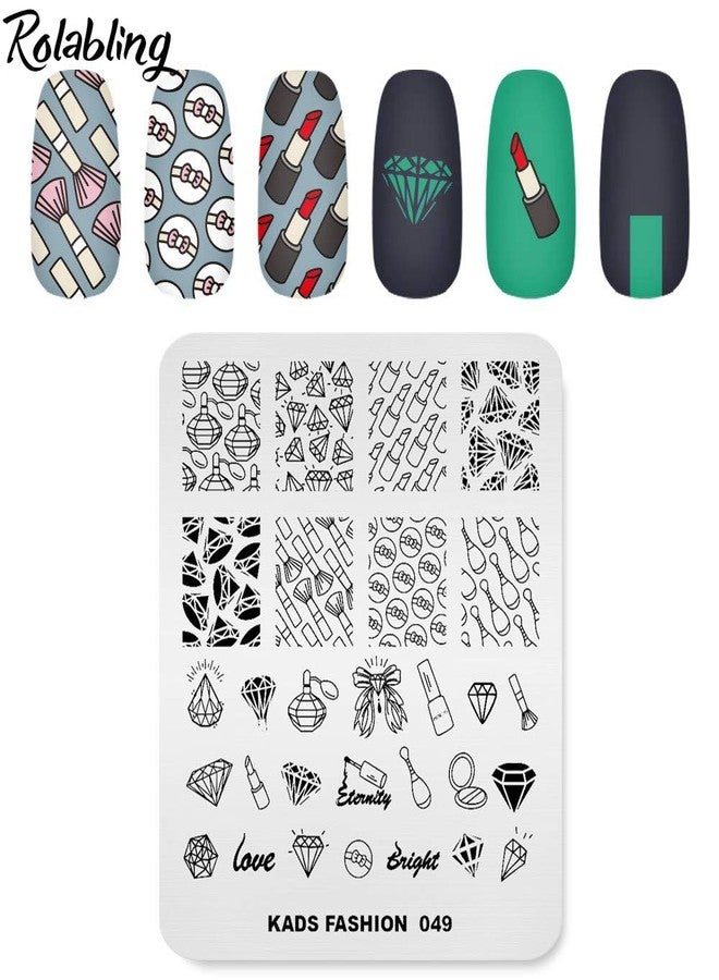 Rolabling Nail Stamping Plate Fashion Diamond Rich Luxury Lipstick Make Up Theme Multi-Pattern Stamp Print Image Stamp Template Nail Art for Nail Design By Rolabling - Image 3