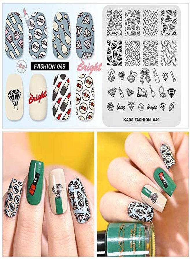 Rolabling Nail Stamping Plate Fashion Diamond Rich Luxury Lipstick Make Up Theme Multi-Pattern Stamp Print Image Stamp Template Nail Art for Nail Design By Rolabling - Image 2
