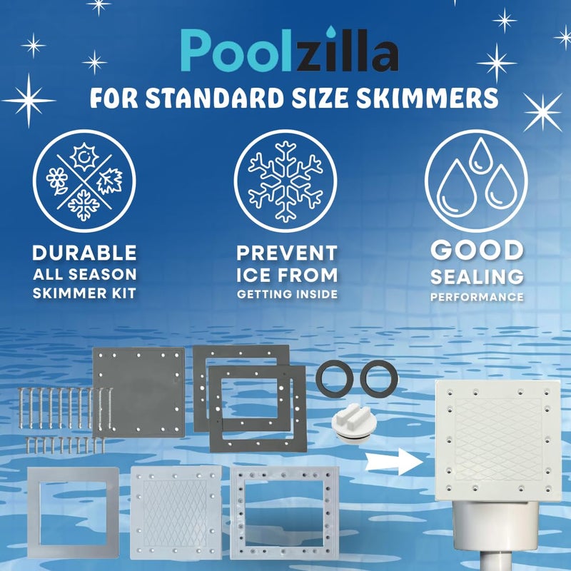 Poolzilla مجموعة سكيمر بولزيلا لجميع فصول السنة لحمامات السباحة فوق الأرض - متوافقة مع هايوارد 1090، 1091، وغيرها من السكيمرات ذات الحجم القياسي - فتح وإغلاق المسبح - Image 3