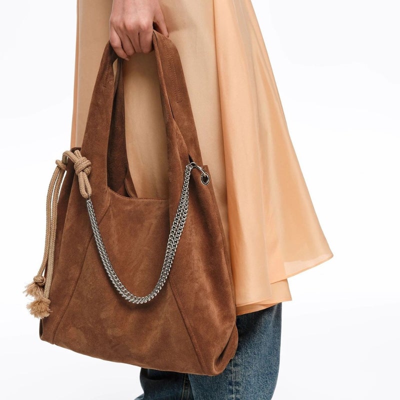 Suede Effect PU Tote Bag - Image 1