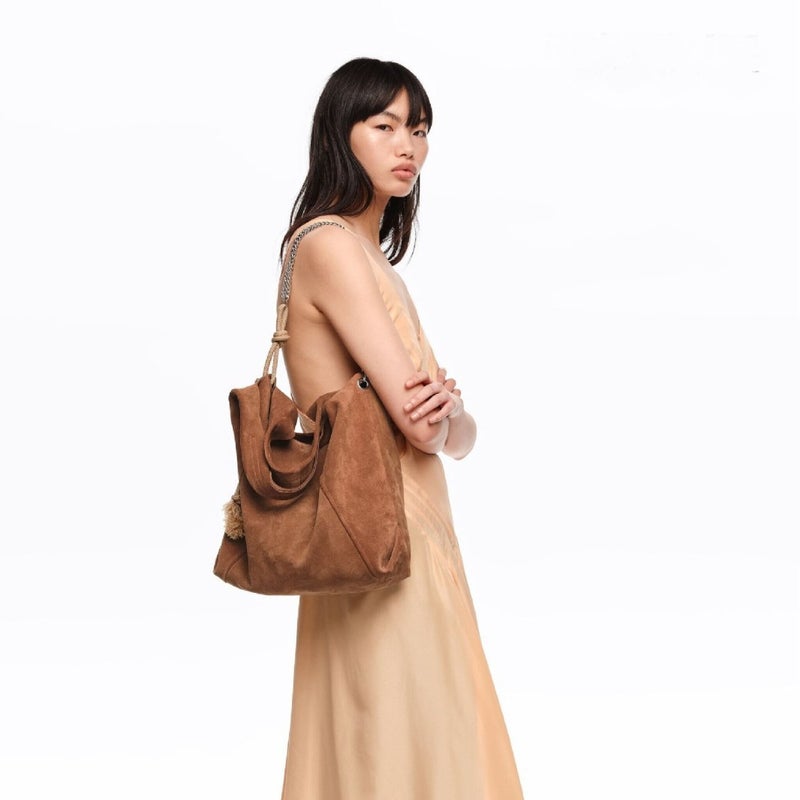 Suede Effect PU Tote Bag - Image 4