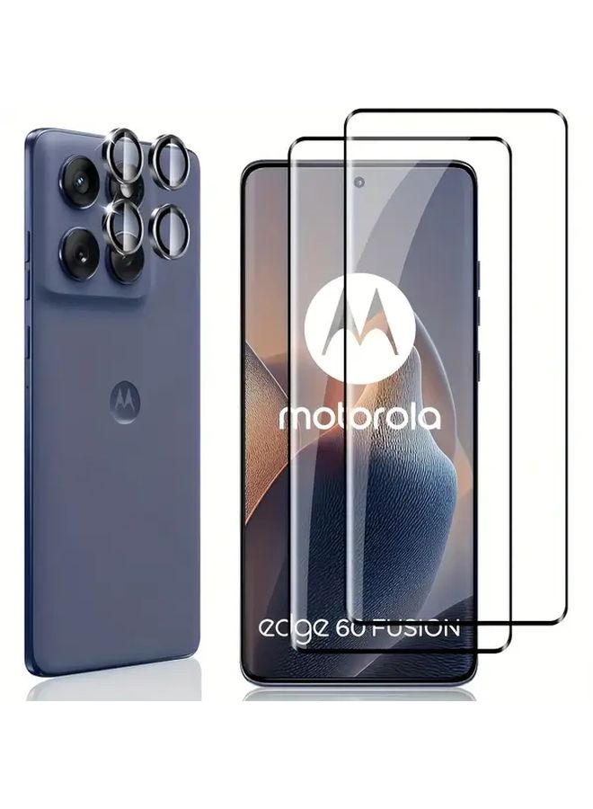 2 Sets Tempered Glass Screen Protector for Motorola Edge 60 Fusion with 2 Camera Lens Protectors - Image 1