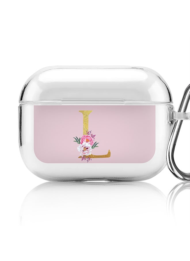 Stylizedd - Classic Clear printed Case for Apple AirPods Pro 2nd Generation Thin Transparent Cover - Custom Monogram Initial Letter Floral Pattern Alphabet - L (Pink ) - Image 1
