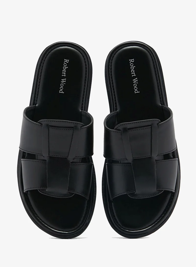 Robert Wood Black Slider Sandals for Men | Best Price UAE