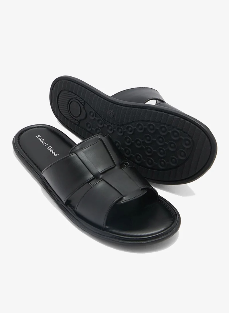 Robert Wood Black Slider Sandals for Men | Best Price UAE