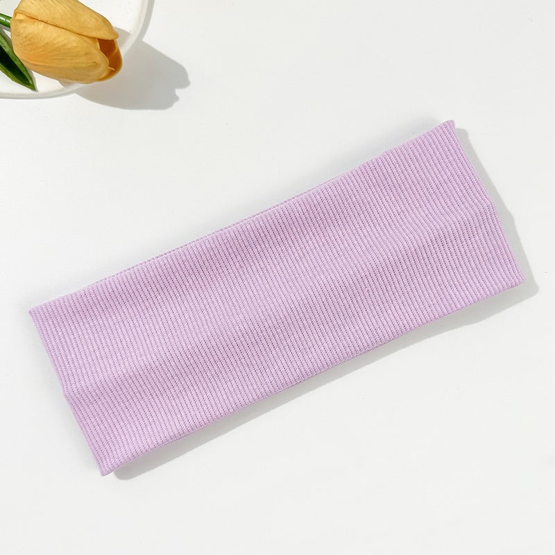 Knitted Wide Elastic Headband for Yoga and Sports, Solid Color, Unisex, Geometric Pattern