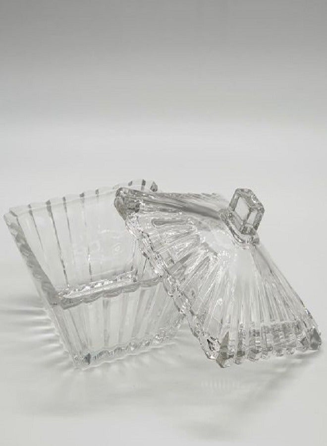 Glass Sugar Bowl With Lid Clear 18cm