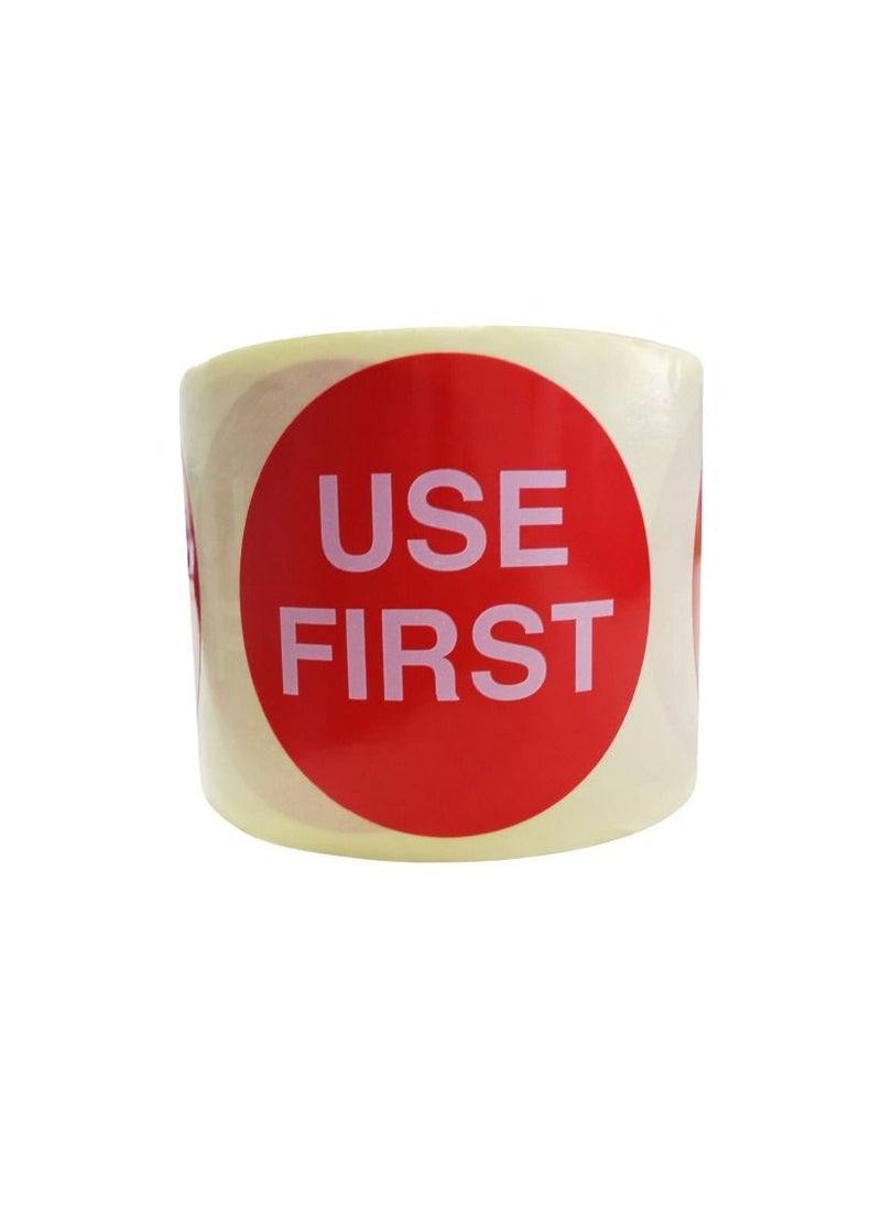 YASHTECH 2 Inch Fluorescent Red USE FIRST Paper Labels Pack of 6  - Image 1
