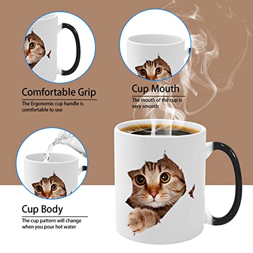 Caliamary Heat Changing Cat Mug - Funny Ceramic Coffee Cup, 11 oz Heat Sensitive Color Changing, Cute Xmas Gift for Women Men Kids - Image 3