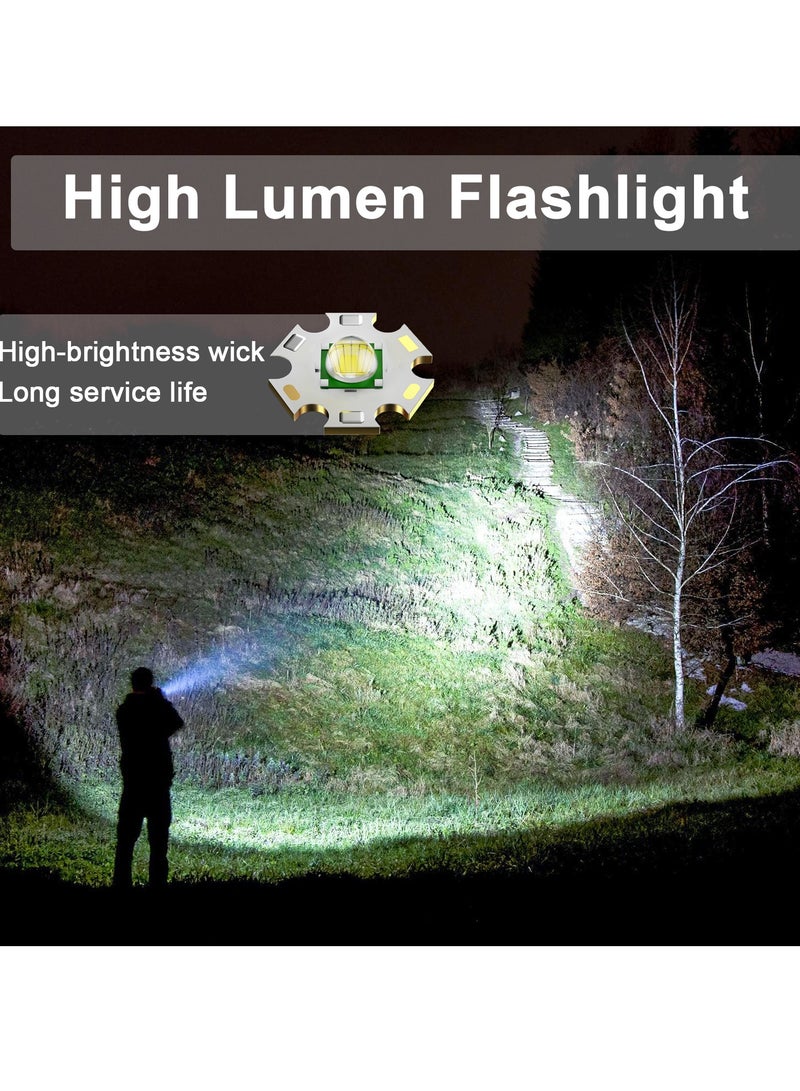Flashlight Ultra-Bright LED Flashlights Rechargeable 5 Modes Zoomable for Camping Hiking Outdoor Waterproof Handheld Torch Tactical Torchlight Detection Lamp T6 (Black)  - Image 5