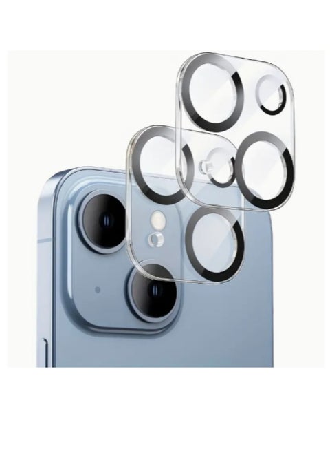Camera lens protector for iPhone 15 6.1 inch and iPhone 15 Plus 6.7 inch, 9 hardness tempered glass, anti-scratch, suitable for case, does not affect night shots, HD transparent, 2 pieces
