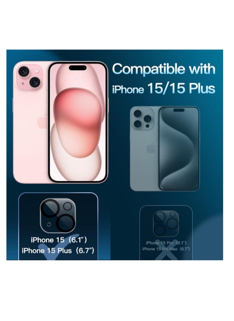 Generic - Camera lens protector for iPhone 15 6.1 inch and iPhone 15 Plus 6.7 inch, 9 hardness tempered glass, anti-scratch, suitable for case, does not affect night shots, HD transparent, 2 pieces - Image 1