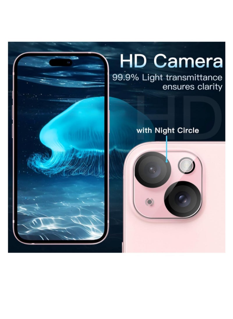 Generic - Camera lens protector for iPhone 15 6.1 inch and iPhone 15 Plus 6.7 inch, 9 hardness tempered glass, anti-scratch, suitable for case, does not affect night shots, HD transparent, 2 pieces - Image 1