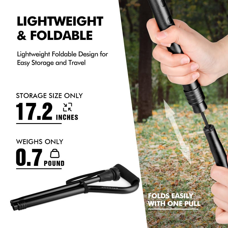 GPTCAMP Walking Cane and Walking Stick for Men Women,Lightweight Folding Canes with Offset Soft CushionedHandle,Adjustable&Collapsible,Mobility & Leg Surgery Recovery (Black) - Image 4