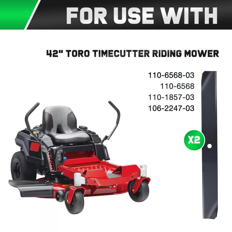 Grasscool Timecutter 42 inch Blades for 42" Deck Toro SS4235 Z4235 Z4200 SS4260 SS4200 Timecutter Zero Turn Mower Replace 110-6568-03 (2 Pack) - Image 2