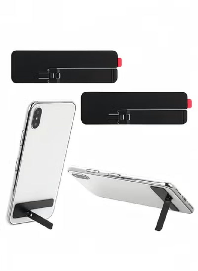 fantasize Ultra-Thin Invisible Phone Kickstand, 2 Pack Adjustable Vertical Horizontal Placement Phone Stand Phone case Metal Kick Stand Compatible with Any Cellphone (Black), Invisible Phone Kickstand - Image 1