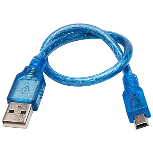 JIUWU Blue Short USB 2.0 A Male to Mini 5Pin B Male Data Charging Cable 30cm - Image 1