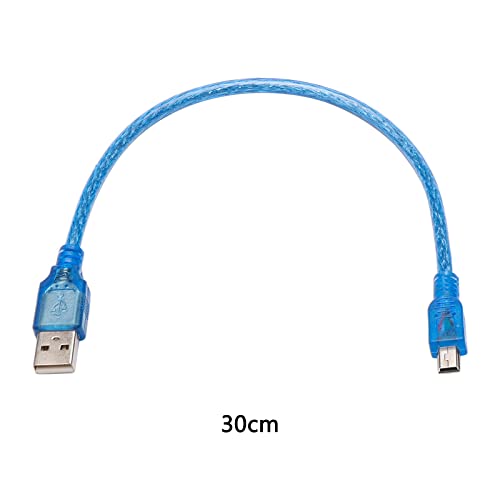 JIUWU Blue Short USB 2.0 A Male to Mini 5Pin B Male Data Charging Cable 30cm - Image 4