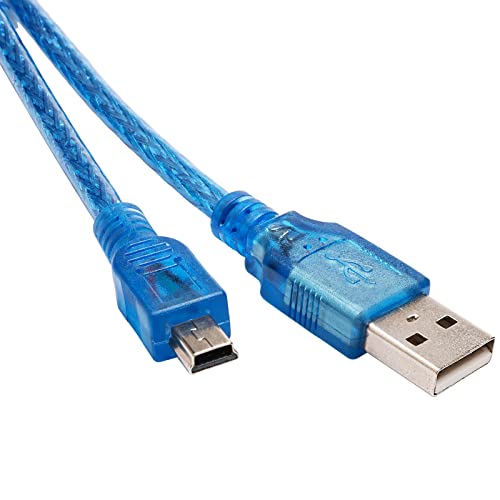 JIUWU Blue Short USB 2.0 A Male to Mini 5Pin B Male Data Charging Cable 30cm - Image 3