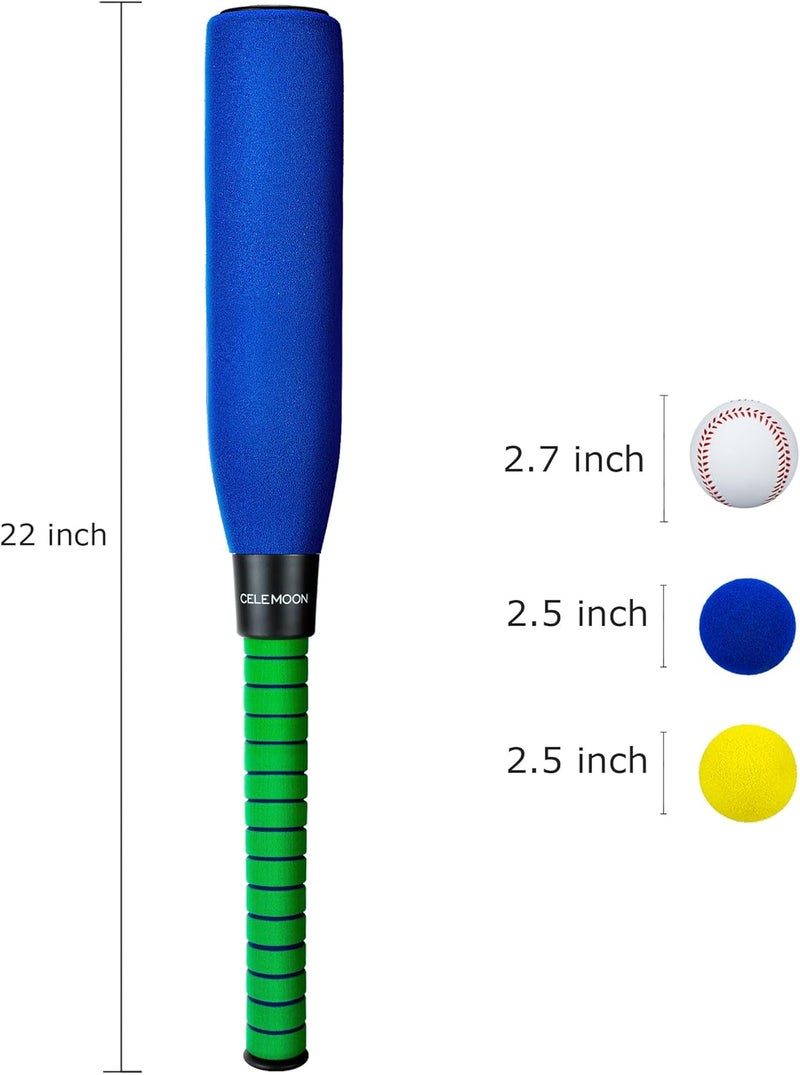 CELEMOON 22 Inch Kids Foam Soft Baseball Bat Toys with 6 Balls for Kids Toddlers Youths Outdoor Indoor Sport T Ball Game Playing, Blue - Image 2
