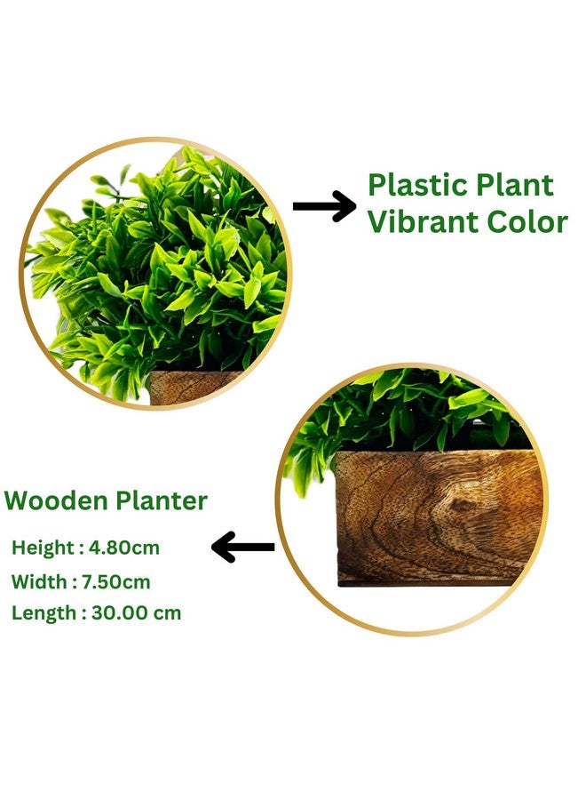 Dekorly Artificial Plants Bunch in Wood Planter, Faux Gardenia for Home Tabletop Balcony, Bedroom Living Room Housewarming, Wedding Decoration (Green-H) - Image 4
