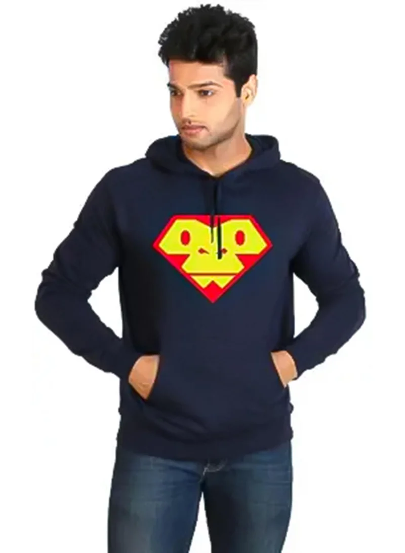 Campus Sutra Men's Navy Blue Super-Monkey Print Pullover Hoodie