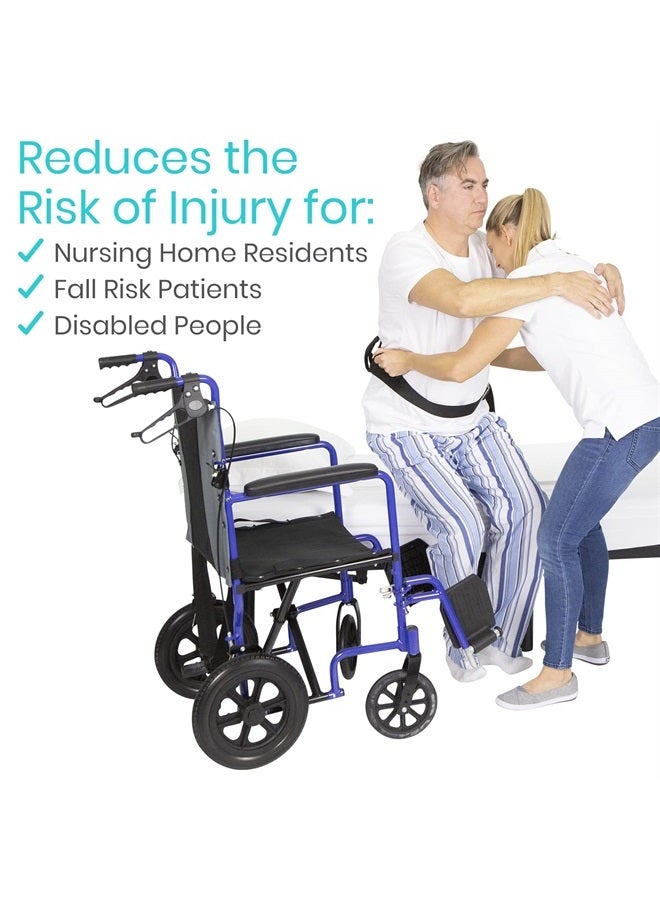 VIVE Gait Belt (300lbs) Transfer Belt with Handles - Medical Nursing Safety Patient Assist - Bariatric, Elderly, Handicap, Physical Therapy - PT Gate Strap Quick Release Metal Buckle, Grabbing Teeth - Image 3