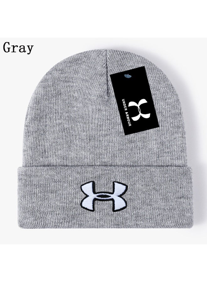 Under Armour Versatile Gray Ribbed Knit Beanie with Brand Logo