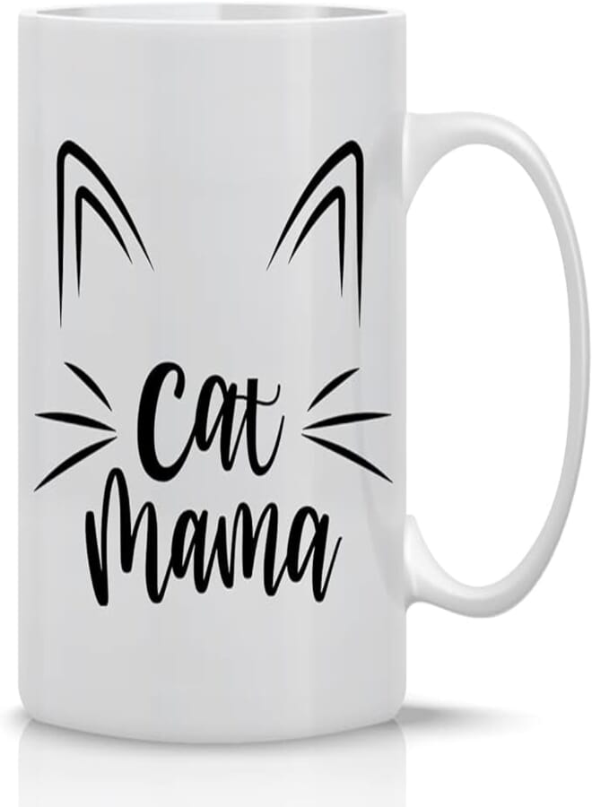 CBTwear Cat Mama - 11 oz Funny Cat Whiskers Ceramic Coffee Mug and Tea Cup for Animal Lovers, Crazy Cat Lady Cat Mom And Cat Dad - You Have To Be Kitten Me Right Meow - Pawden Me Are You Aaron Purr
