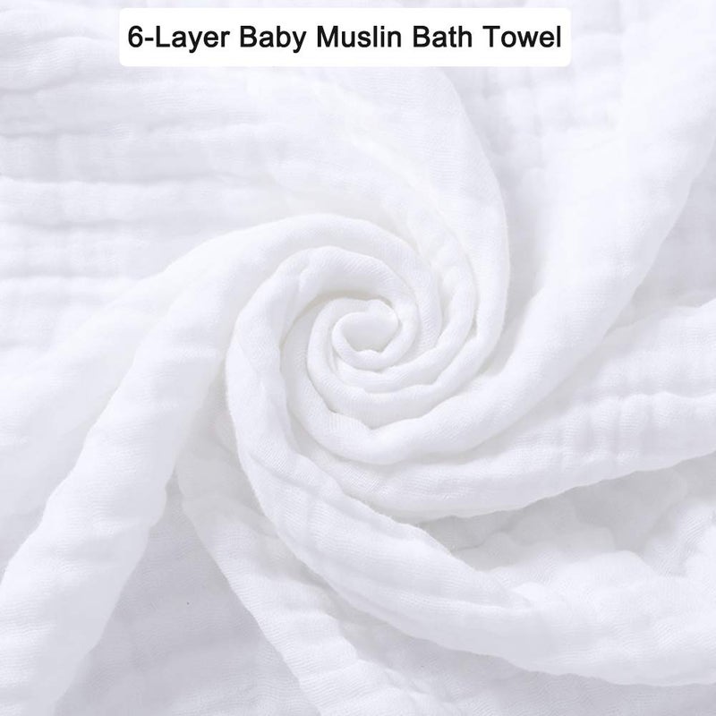 Aablexema Baby Muslin Bath Towels - Set of 2 Large Size 43X43 Inches Swaddle Blanket for Newborn Toddlers Boys Girls (White) - Image 4