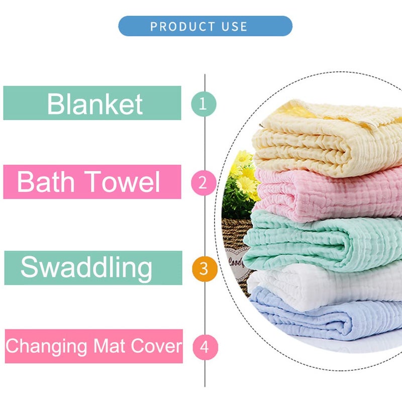 Aablexema Baby Muslin Bath Towels - Set of 2 Large Size 43X43 Inches Swaddle Blanket for Newborn Toddlers Boys Girls (White) - Image 3