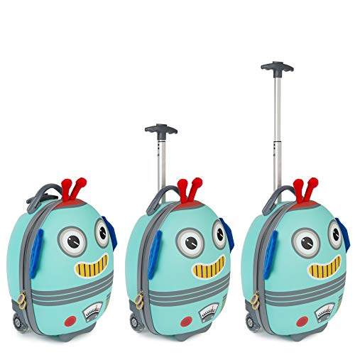 boppi Tiny Trekker Kids Luggage Travel Suitcase Carry On Cabin Bag Holiday Pull Along Trolley Lighweight Wheeled Holdall 17 Litre Hand Case American Airlines Underseat Compliant - Robot - Image 4